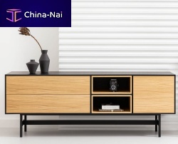 Contemporary TV stand MAYAwith DVD player shelfoaksteel