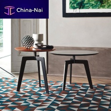 Contemporary side table Lotuswood veneerlacquered woodceramic