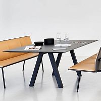 Contemporary table TrestleashMDFnatural oak