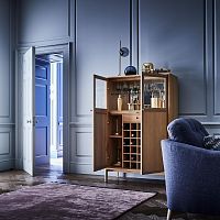 Contemporary bar cabinet BALLATTAoakglasswith hinged door