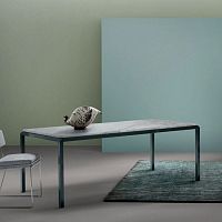 Contemporary table Beboplacquered MDFmarblepainted steel base