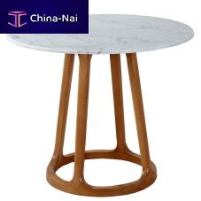 Contemporary table KRUHY solid woodmarbleround