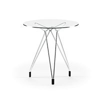 Contemporary side table DIAMONDglasschromed metal baseround