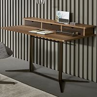 Contemporary writing desk Nelson painted metalwood veneerwalnut