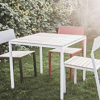Contemporary table Cora LCR615tropical woodaluminum basesquare