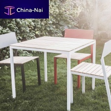 Contemporary table Cora LCR615tropical woodaluminum basesquare