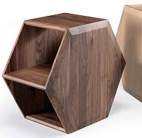 Contemporary side table HEXAoakwalnutsolid wood