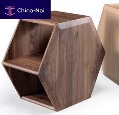 Contemporary side table HEXAoakwalnutsolid wood