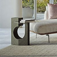 Original design side table TL73-TL74 SEE YE TAY CHIARO-SCUROglasswooden basecentral base