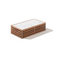 Contemporary side table MONACOtempered glassmarblemahogany base