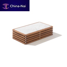 Contemporary side table MONACOtempered glassmarblemahogany base
