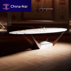 Contemporary table POP REVERSEglassporcelain stonewaresteel base
