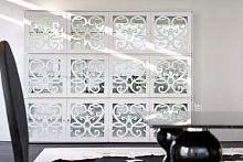 High sideboard PARIS contemporarytempered glass facinglacquered MDF