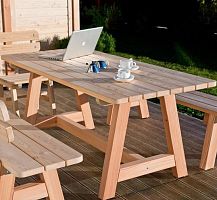 Contemporary table SIRMIONE larchwooden baserectangular