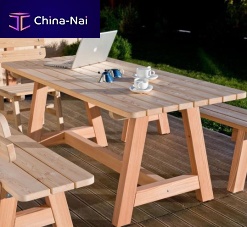 Contemporary table SIRMIONE larchwooden baserectangular