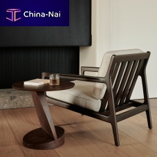 Contemporary side table Oblic teakteak baseround