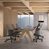 Contemporary table PLANARoakmetalaluminum