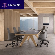 Contemporary table PLANARoakmetalaluminum