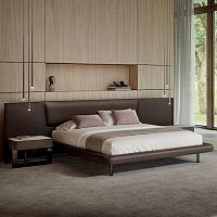 Double bed Framecontemporarywith headboardupholstered
