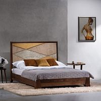 Double bed DCORcontemporarywith upholstered headboardwith integrated bedside table
