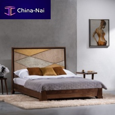 Double bed DCORcontemporarywith upholstered headboardwith integrated bedside table
