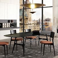 Scandinavian design table GAUDI solid woodstained woodwood veneer base