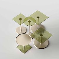 Contemporary side table UPDOWNglassmetal baseround