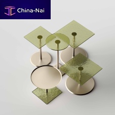 Contemporary side table UPDOWNglassmetal baseround
