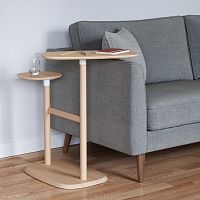Contemporary side table SWIVO walnutwalnut basewith storage compartment