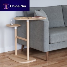 Contemporary side table SWIVO walnutwalnut basewith storage compartment