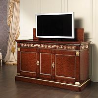 Empire style TV cabinet art. 90with screen liftbrassmahogany
