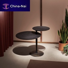 Contemporary side table VAIVENwalnutashmarble base