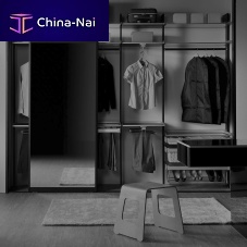 Contemporary walk-in wardrobe woodenglassaluminum