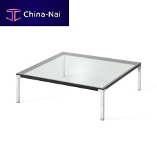 Contemporary side table NELI glassmetal basesquare