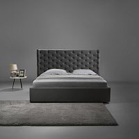 King size bed Luisecontemporaryupholsteredwith tufted headboard