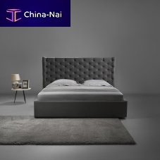 King size bed Luisecontemporaryupholsteredwith tufted headboard