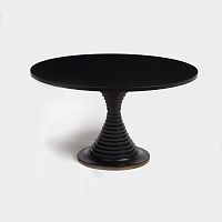 Contemporary dining table OVAL brasswooden baseround