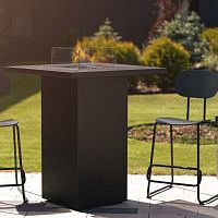 Contemporary high bar table Square Table Highgalvanised steeltempered glasssteel base