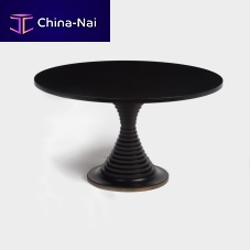 Contemporary dining table OVAL brasswooden baseround