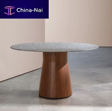 Contemporary table REVERSEwoodirokowooden base