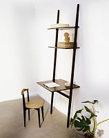 Wall-mounted desk LIBRIoriginal designwoodenwith shelf