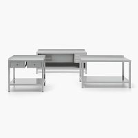 Contemporary table SETstainless steelsheet metalrectangular