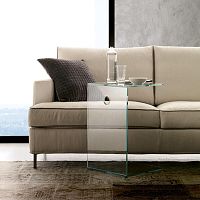 Contemporary side table T18.SERVENTEtempered glasstempered glass baserectangular