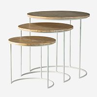 Contemporary nesting tables FULL MOONwoodenmetal baseround