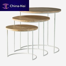 Contemporary nesting tables FULL MOONwoodenmetal baseround