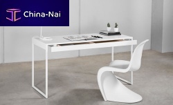 Contemporary desk ZENITwoodenmetalsled base