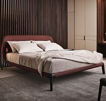 Double bed CURVEcontemporaryupholsteredwith upholstered headboard