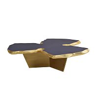 Contemporary coffee table PUZZLElacquered MDFwood with gold leaf finishbrass base