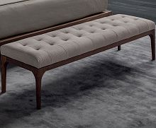 Contemporary bed bench MARIE fabricsolid woodwalnut