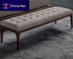 Contemporary bed bench MARIE fabricsolid woodwalnut